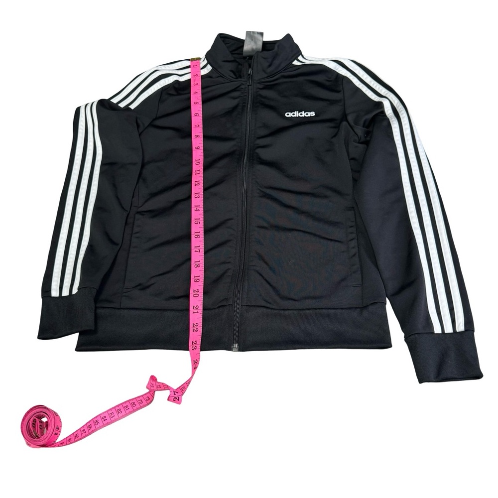 Adidas Women Three Stripe ESSENTIALS TRICOT TRACK JACKET Black White Size S - Picture 2 of 6